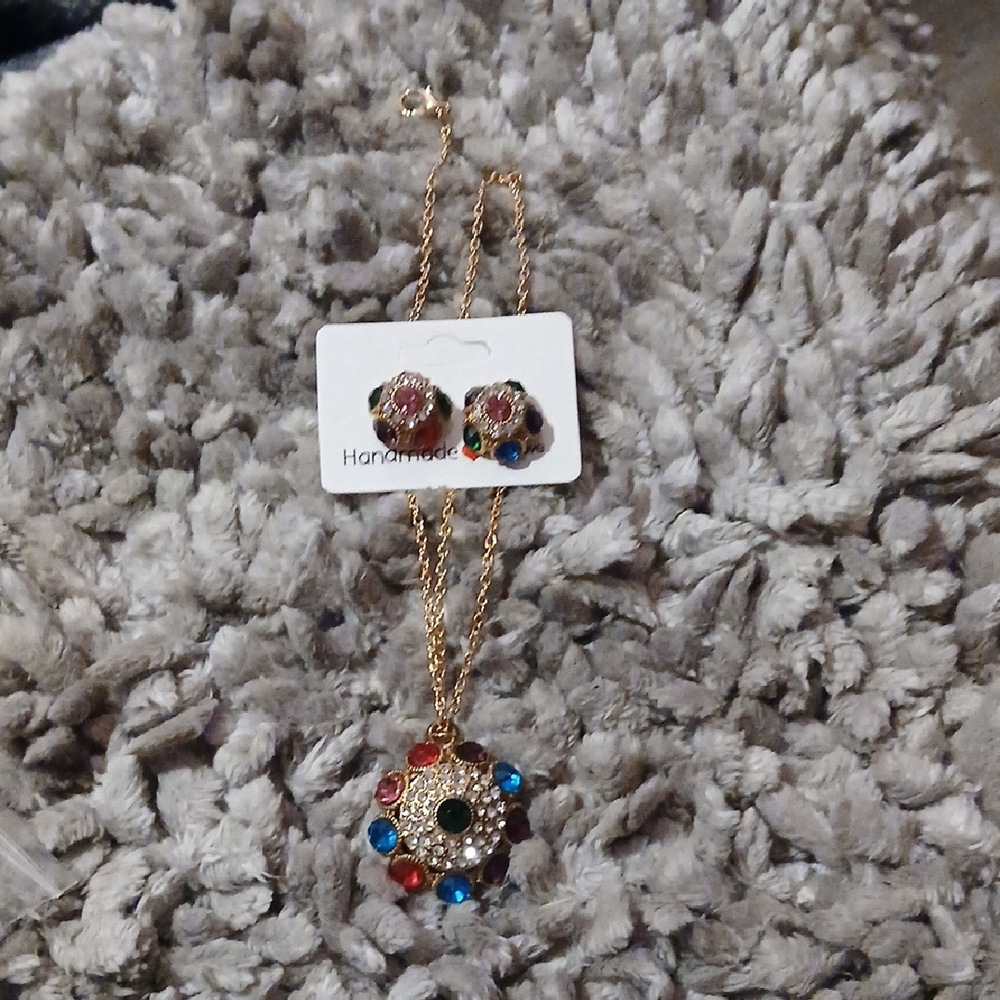 Colorful Handmade Necklace and Earring Set